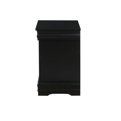 Black 2-Drawer Nightstand with Brushed Nickel Handles