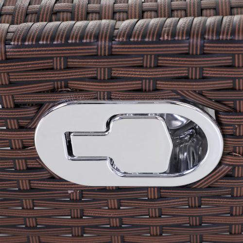 Outsunny Wicker Outdoor Rocking Chair, Patio Recliner with Adjustment Backrest, PE Rattan Lounge Chair with Adjustable Footrest and Cushions for Garden, Backyard, Porch, Blue