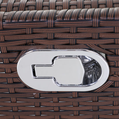 Outsunny Wicker Outdoor Rocking Chair, Patio Recliner with Adjustment Backrest, PE Rattan Lounge Chair with Adjustable Footrest and Cushions for Garden, Backyard, Porch, Blue