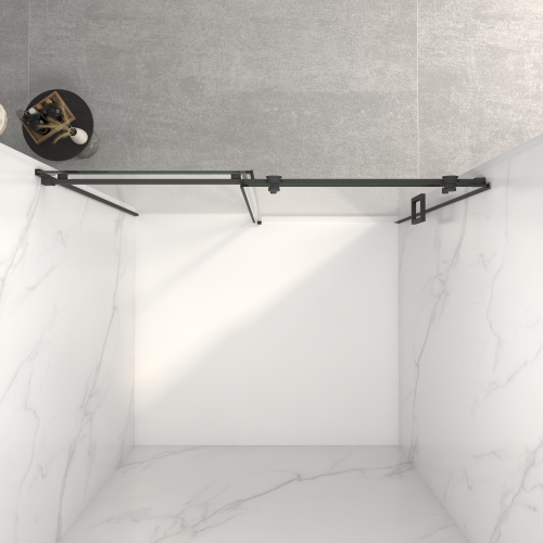 56-60"W x 72"H Frameless Sliding Shower Door,5/16" (8mm) Thick SGCC Tempered Clear Glass,Double Side Easy Clean Coat, Matte Black Finished With Buffer