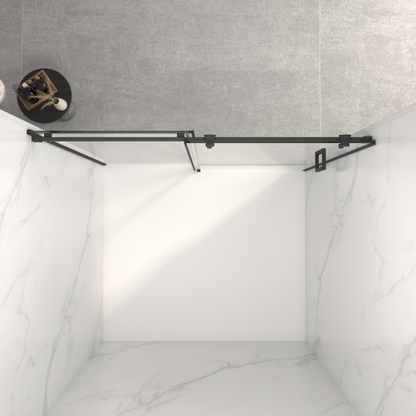 56-60"W x 72"H Frameless Sliding Shower Door,5/16" (8mm) Thick SGCC Tempered Clear Glass,Double Side Easy Clean Coat, Matte Black Finished With Buffer