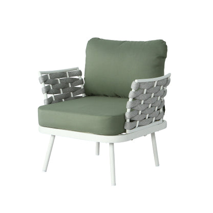 Mariano Steel Club Chair Set of 2, Off White+Green