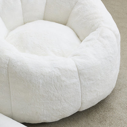 White Cat-Shaped Adult Bean Bag Sofa,High-Density Foam,No Assembly