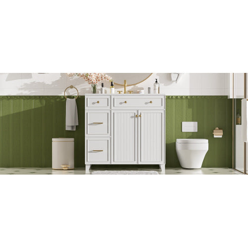 36" Bathroom Vanity with Ceramic Sink, Standard and Double-Layer Drawers, Soft Close Doors, Adjustable Shelves, Modern Storage Cabinet for Small and Medium Bathrooms