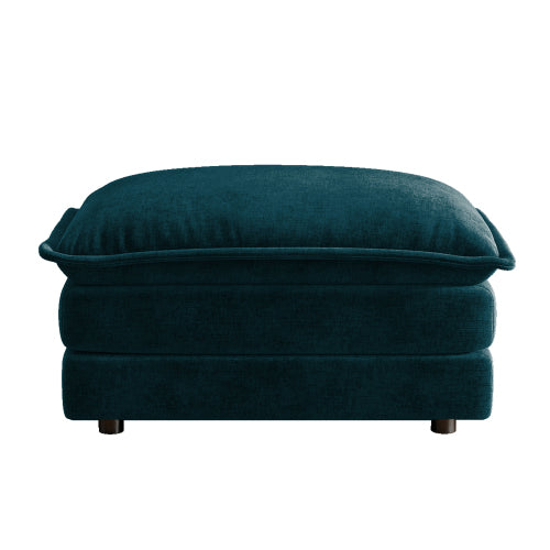 Blue Chenille Modular Sectional Sofa Ottoman with Solid Wood Frame