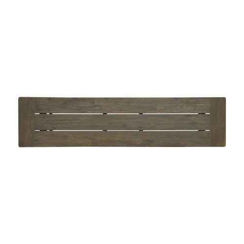 Outdoor Acacia Wood Bench, Sandblast Gray Finish and Black