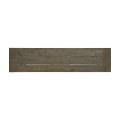 Outdoor Acacia Wood Bench, Sandblast Gray Finish and Black