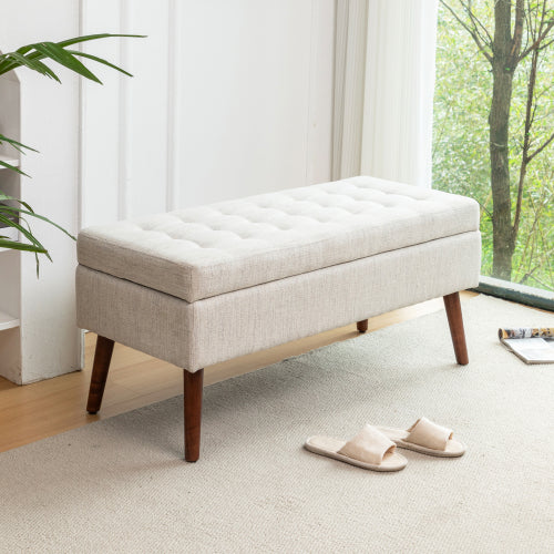 Storage Bench with Storage Bench for Bedroom End of Bed Bench Foot of Bed Bench Entryway Bench Storage Ottoman Bench 43.7inch  W x 18.1inch  D Off White Bench