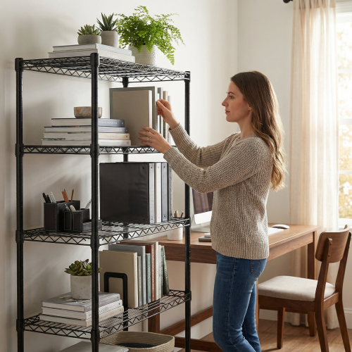 5-Tier Heavy Duty Metal Wire Shelving Rack with Adjustable Shelves