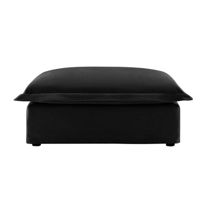 Black Chenille Modular Ottoman, High Density Foam Footrest Seat with Removable Cleanable Fabric Cover