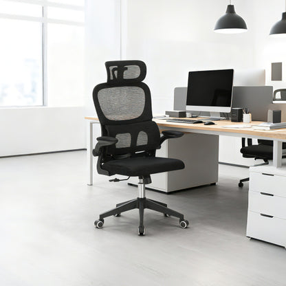 High Back Ergonomic Office Chair, Big and Tall Mesh Desk Chair with Wheels, Tilt Function, 3D Headrest, Lumbar Support, Swivel Rolling Computer Chair for Task, Home Office, Black