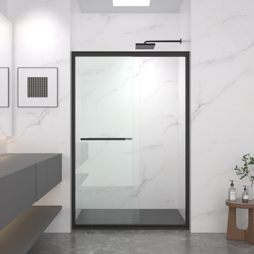 44-48"x72" Aluminum Frame Double Sliding Shower Door,Bypass Bathroom Sliding Door with Premium 5/16" (8mm)