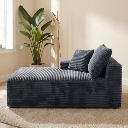 Gray Corduroy Legless Floor-Hugging Modular Accent Chair