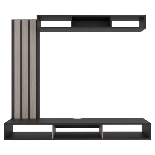 Black Wengue & Oak Floating Entertainment Center, 63 Inch Wall Media Console for TVs Up to 65 Inch TV