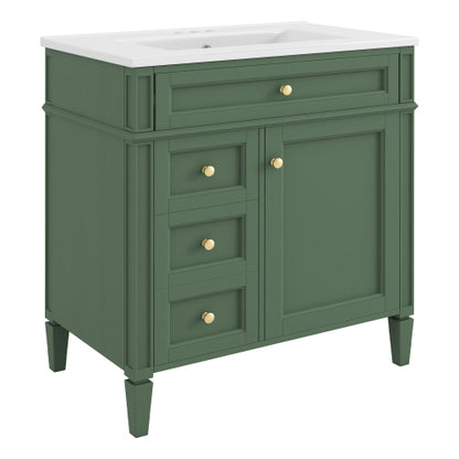 30'' Bathroom Vanity with Top Sink, Modern Bathroom Storage Cabinet with 2 Drawers and a Tip-out Drawer, Single Sink Bathroom Vanity