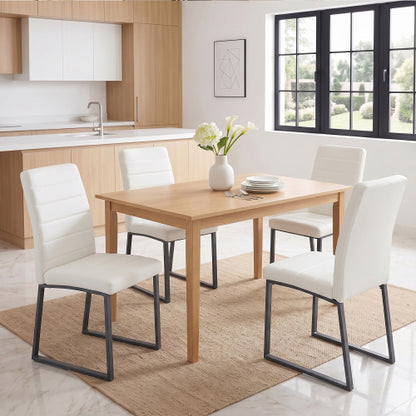 4 Pack PU Dining & Office Chairs, High Density Foam Cushion, Black Spray Paint Iron Legs, Multi Colors