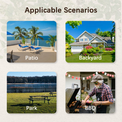 8 Person Brown Wooden Picnic Table, Outdoor Camping Dining Table with 2 Seats, Garden, DIY with 2 Built-in Benches, 2220lb Capacity