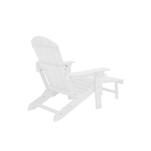 Lounge chair white color, suitable for all seasons: Outdoor lounge chair, made of sturdy HIPS material, equipped with 304 stainless steel accessories.