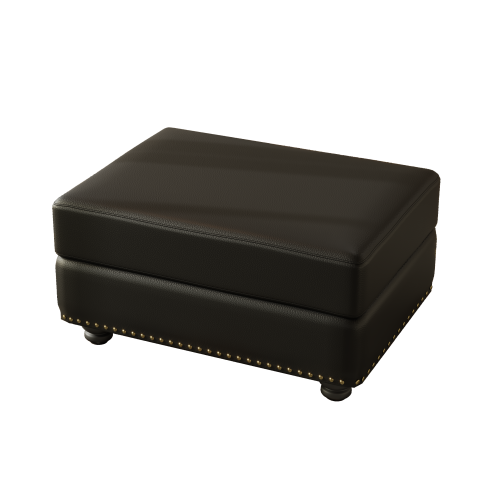 Black Faux Leather Ottoman with Sofa Combination（Only one ottoman）