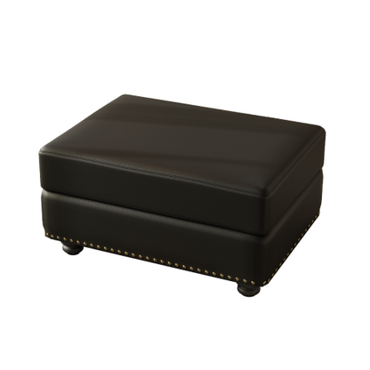 Black Faux Leather Ottoman with Sofa Combination（Only one ottoman）