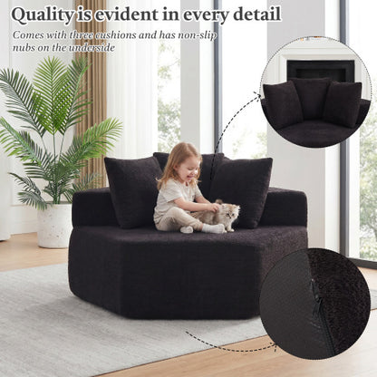 54 inch  Hexagonal Modular Chenille Lounge Chair 2-Pack, Compressed Shipping