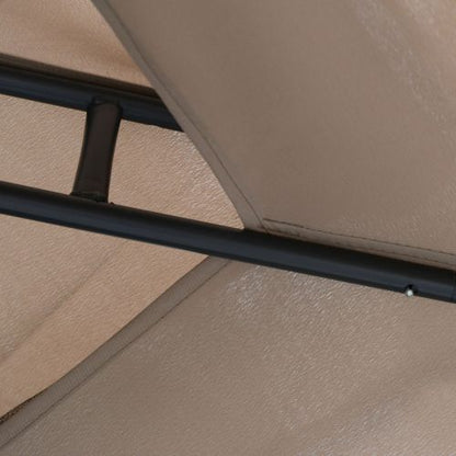 Outsunny 9.6' x 9.6' Patio Gazebo, Outdoor Canopy Shelter with 2-Tier Roof and Netting, Steel Frame for Garden, Lawn, Backyard, and Deck, Taupe