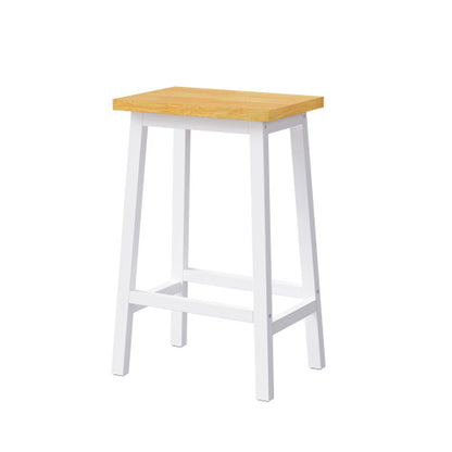 Solid Wood Bar Stools (Not Cheap Iron), 25.6inch Tall Set of 2 Bar Chairs, Kitchen Counter Stools with Footrests, Farmhouse Stools for Dining Room, Kitchen, Counter, White