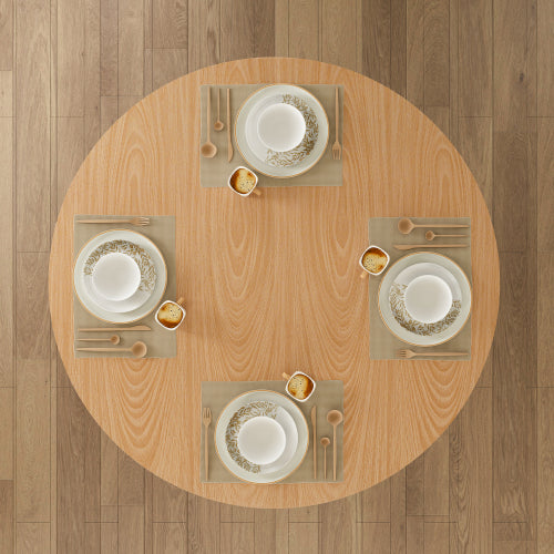 47 Inch Round Farmhouse Dining Table, Oak Finish