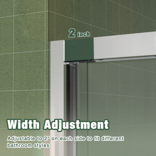 56-60"x70" Aluminum Frame Double Sliding Shower Door,Bypass Bathroom Sliding Door with Premium 5/16" (8mm) Clear Tempered Glass, Chrome Hardware Sliding Glass Shower Enclosure,Chrome Finished