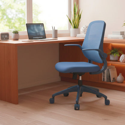 Ergonomic Color Office Chair 300lb (About 149.7kg), Home Office, Mesh Back, Integrated Molded Foam, Comfortable Sitting, Flipping Armrest, Fireproof, Rotating, Lifting Multifunctional Chair (Blue)