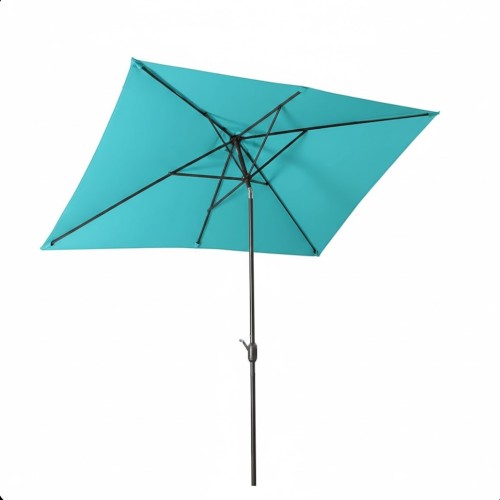 6.5 x 10 ft Turquoise Rectangular Patio Umbrella with Crank, Tilt, Polyester UV-Resistant Canopy for Pool, Backyard & Patio (Without base)
