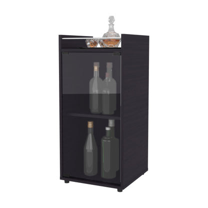 Glass Door Bar Cabinet with Shelves, Wenge