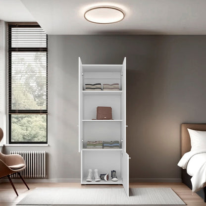 3-Door Tall Wardrobe Cabinet with 4 Shelves – Freestanding Storage Armoire for Bedroom or Entryway, White