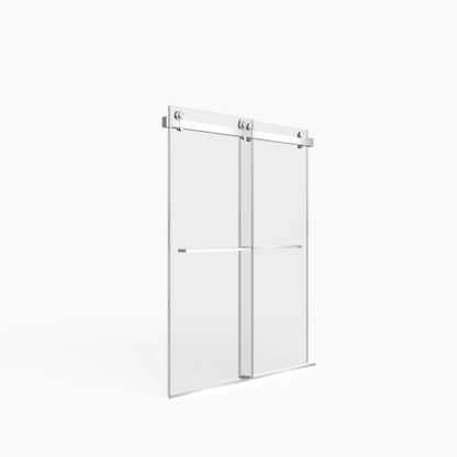 56-60"W x 70"H Frameless Double Sliding Shower Door,5/16" (8mm) Thick SGCC Tempered Clear Glass,Double Side Easy Clean Coat,Brushed Nickel Finished With Buffer