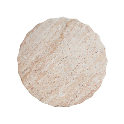 Outdoor/Indoor Lightweight Concrete Side Table,Cylinder Travertine Finish Accent Table