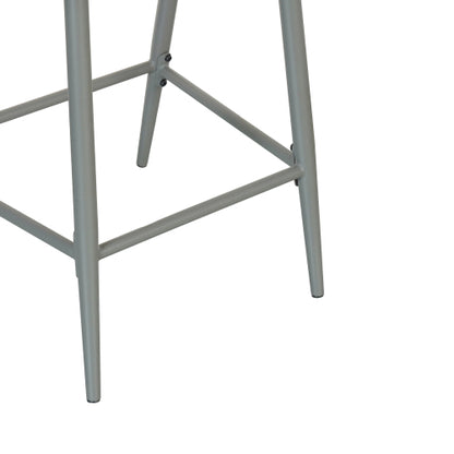 Outdoor 30.25" Seat Height Metal Frame Barstools with PE Rattan Scallop-shaped Backrest, Set of 2, Matte Grey