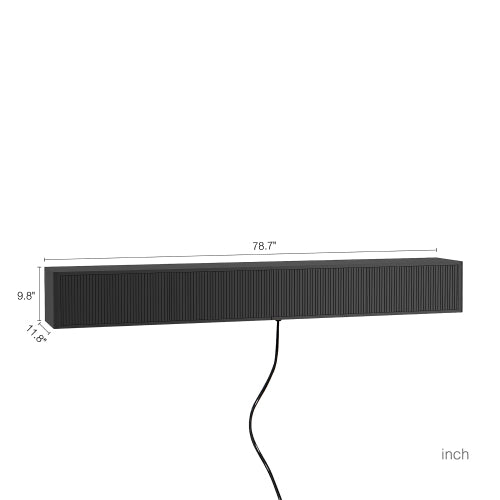 Wall Mount Floating High Gloss TV Cabinet with 16 Color LED Lights & Power Outlet for Living Room