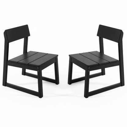 2-Pack Black HDPE outdoor & garden backres Modernist Designt chairs