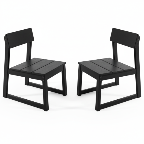2-Pack Black HDPE outdoor & garden backres Modernist Designt chairs