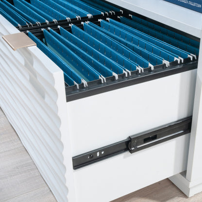 White Coastal Style 2-Shelf Adjustable Bookcase With Lower Drawer