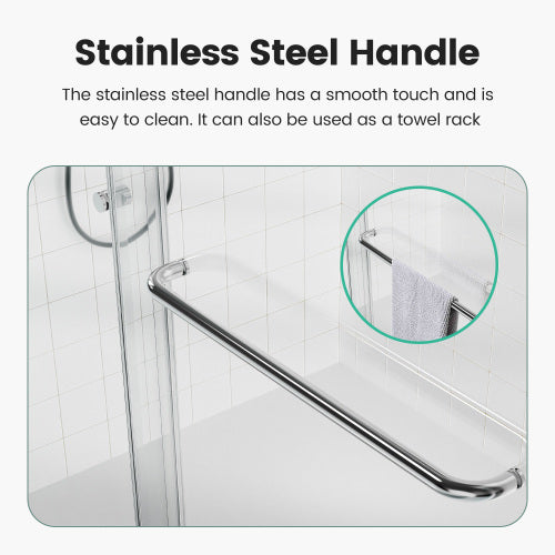 56"-60"W*72" H Semi-Frameless Double Sliding Shower Door, Bypass Shower Door, 1/4" (6mm) Thick SGCC Tempered Glass Door, Chrome
