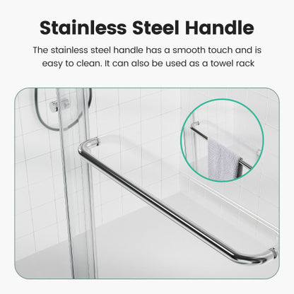 56"-60"W*72" H Semi-Frameless Double Sliding Shower Door, Bypass Shower Door, 1/4" (6mm) Thick SGCC Tempered Glass Door, Chrome