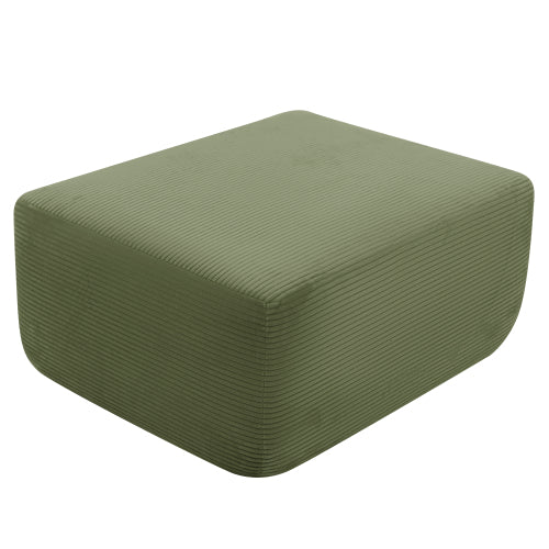Green XS Corduroy Modular Ottoman, Zero-Assembly Spring Cushion Footrest for 96.9¡± L-Shaped Sofa
