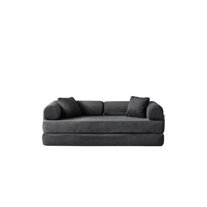 78.8 inch  Grey Corduroy Convertible Compression Boneless Floor Sofa-Bed