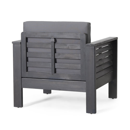 Acacia Wood Outdoor Loveseat and Coffee Table Set with Cushions, Dark Gray