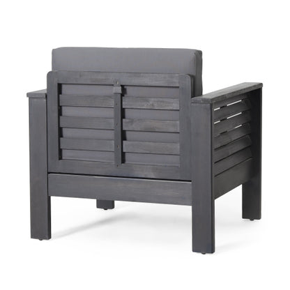 Acacia Wood Outdoor Loveseat and Coffee Table Set with Cushions, Dark Gray