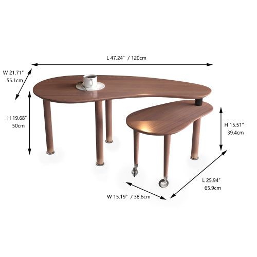 Rotating Coffee Table Walnut Veneer Nesting Lift Top Solid Wood Living Room Center Table