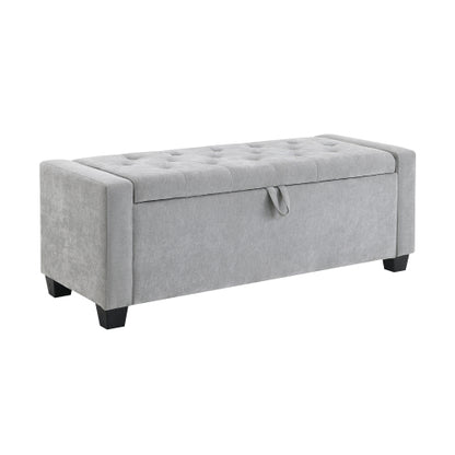 48inch  Ottoman with Storage, Storage Ottoman Bench with Safety Hinge, Upholstered Entryway Bench with Seating for Bedroom, Living Room, Hold up to 350 lb, Light Grey