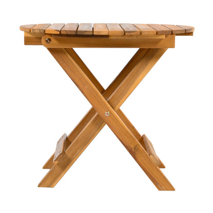 NO INSTALLATION REQUIRED, FOLDABLE AND ADJUSTABLE OUTDOOR ACACIA WOOD SIDE TABLE (TEAK FINISH)