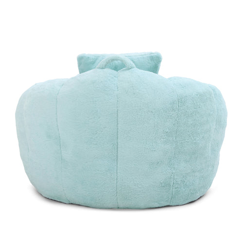 Oversized Shell-Shaped Faux-Fur Bean Bag Chair with Footstool for Adults & Kids